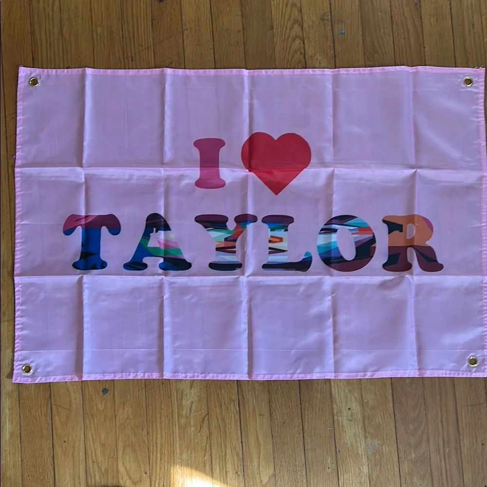 I love Taylor flag,23 x 35, pink I love Taylor Swift flag